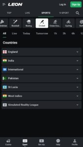 Cricket sports betting at Leon Bookmaker