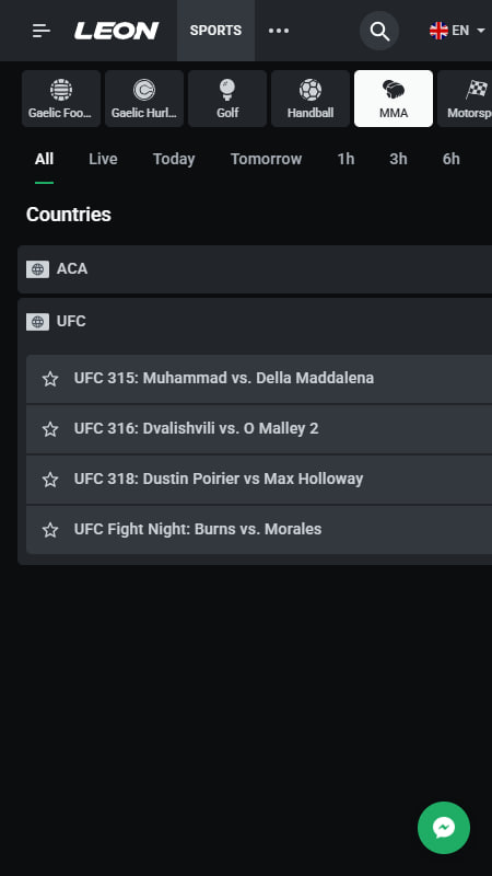 Leon UFC Bookmaker in France