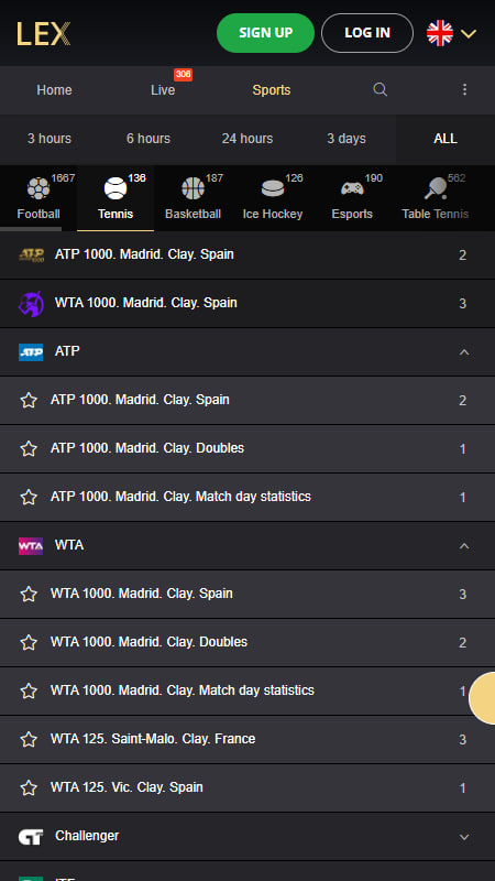 Lex Sportsbook tennis betting in Japan