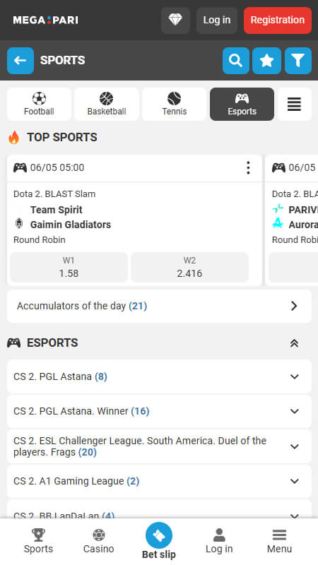 Megapari Bookmaker CS:GO betting
