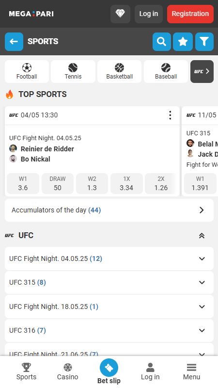 MEgapari Bookmaker UFC betting