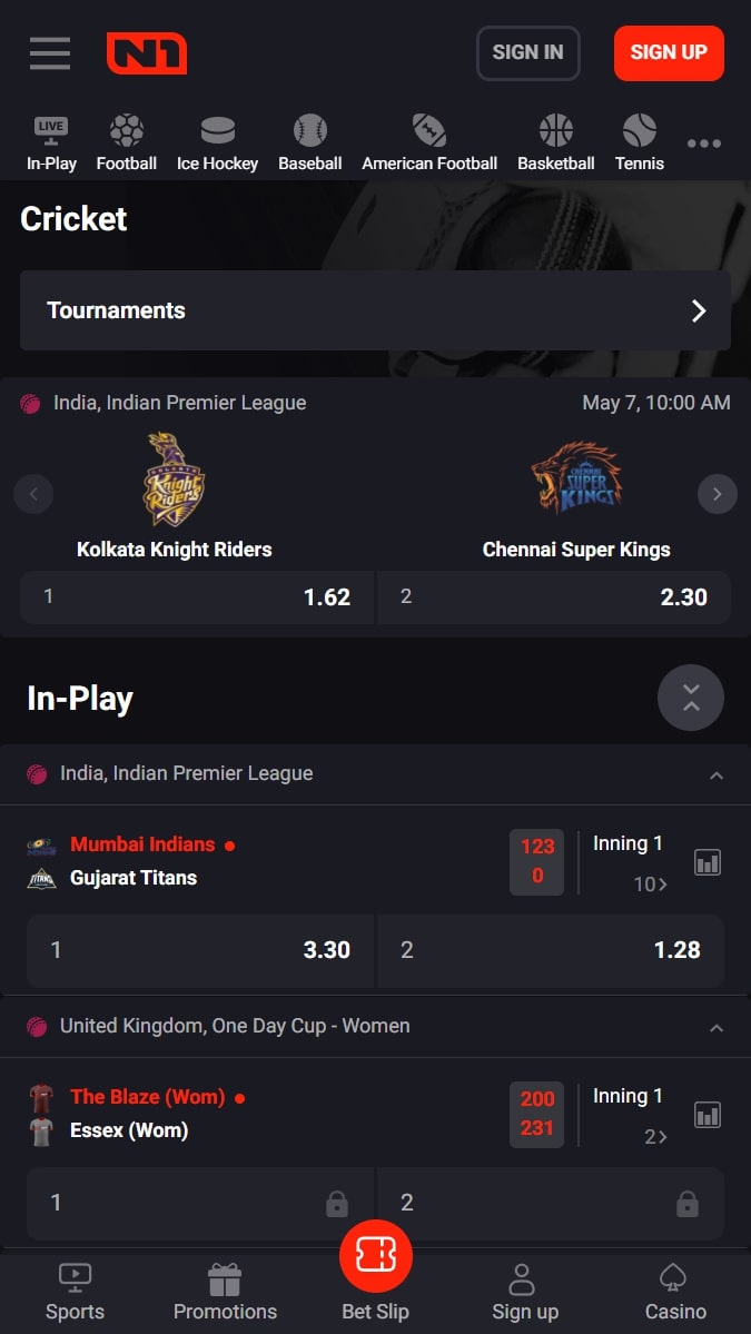Popular cricket tournaments on N1Bet