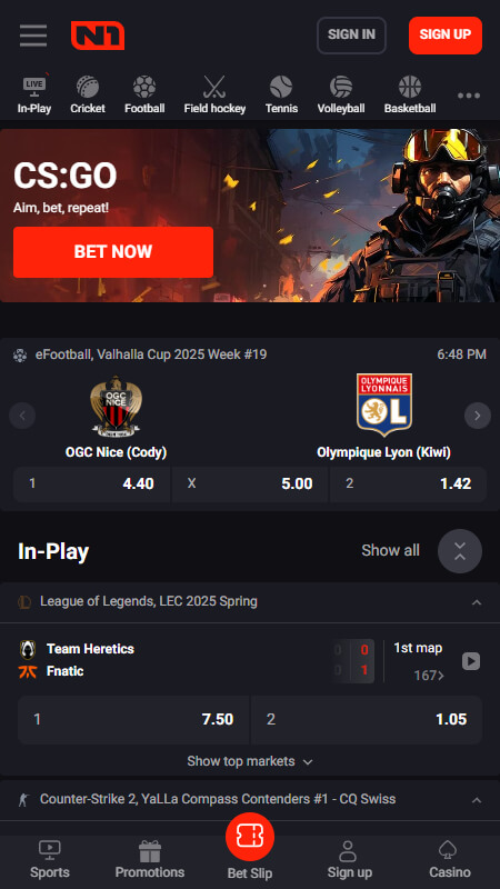 N1Bet Bookmaker eSports betting