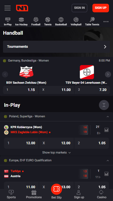 N1Bet handball betting in the UK