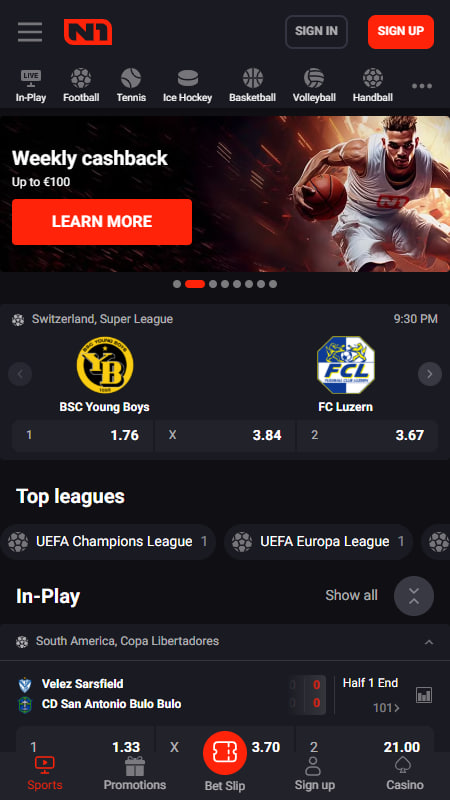 N1Bet betting in Switzerland