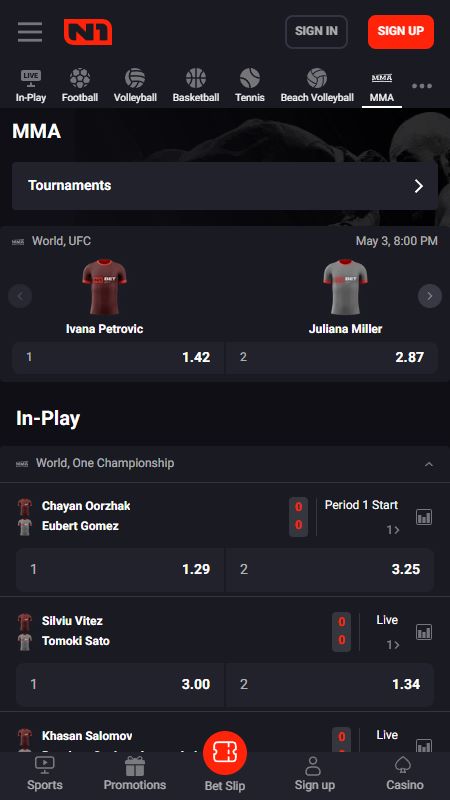 N1Bet Bookmaker UFC betting