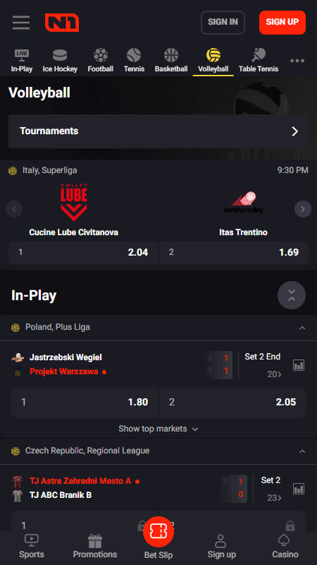 N1Bet volleyball betting in the UK