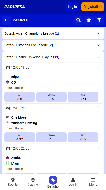 Paripesa Bookmaker Dota 2 betting