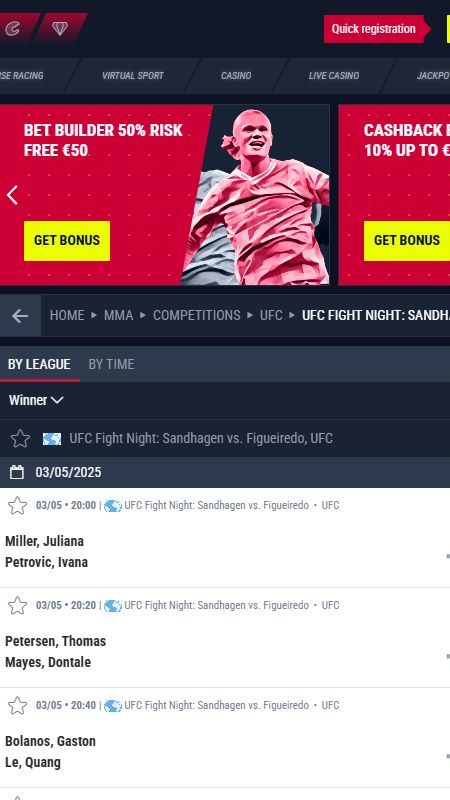 Rabona Bookmaker UFC betting