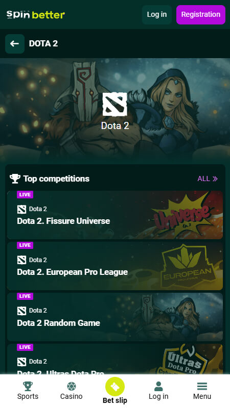 Spinbetter Bookmaker Dota 2 betting