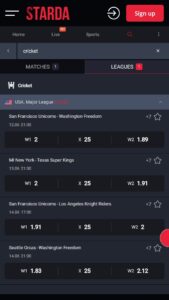 Cricket betting options for Major Premier League
