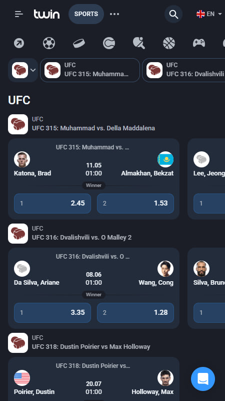 Twin UFC Bookmaker in France