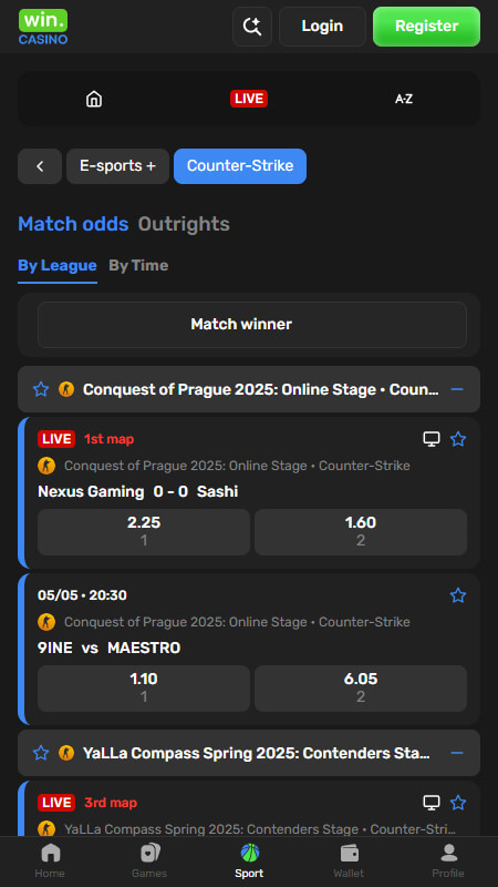 WinCasino Bookmaker CS:GO betting