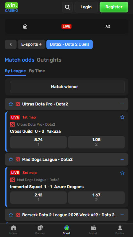 Win.Casino Bookmaker Dota 2 betting