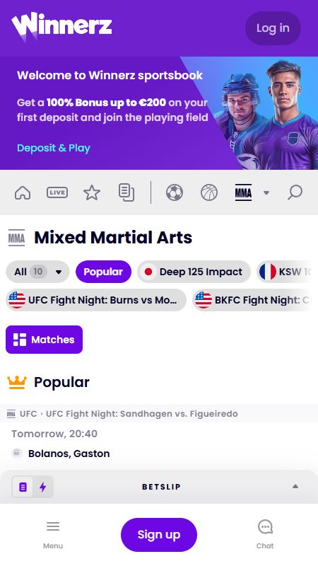 Winnerz Bookmaker UFC betting