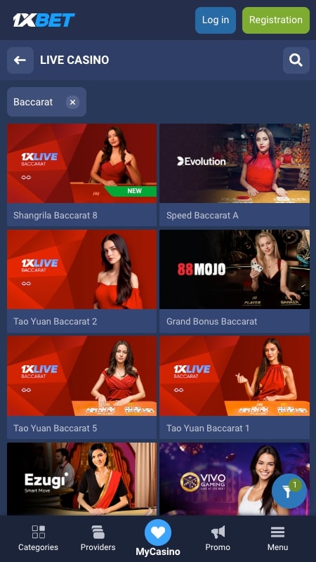 1xbet Online Baccarat Casino