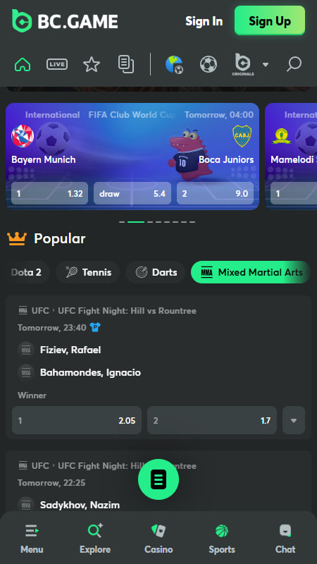 BC.Game UFC Bookmaker for Pakistani players