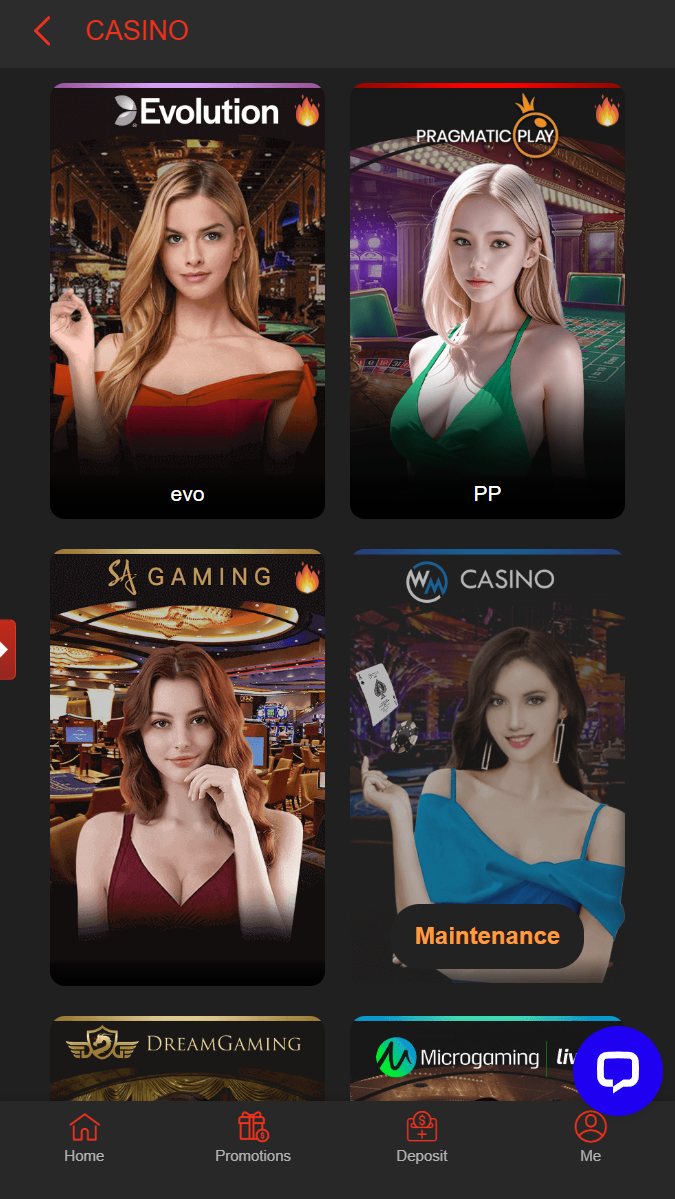 Jiliace mobile casino interface