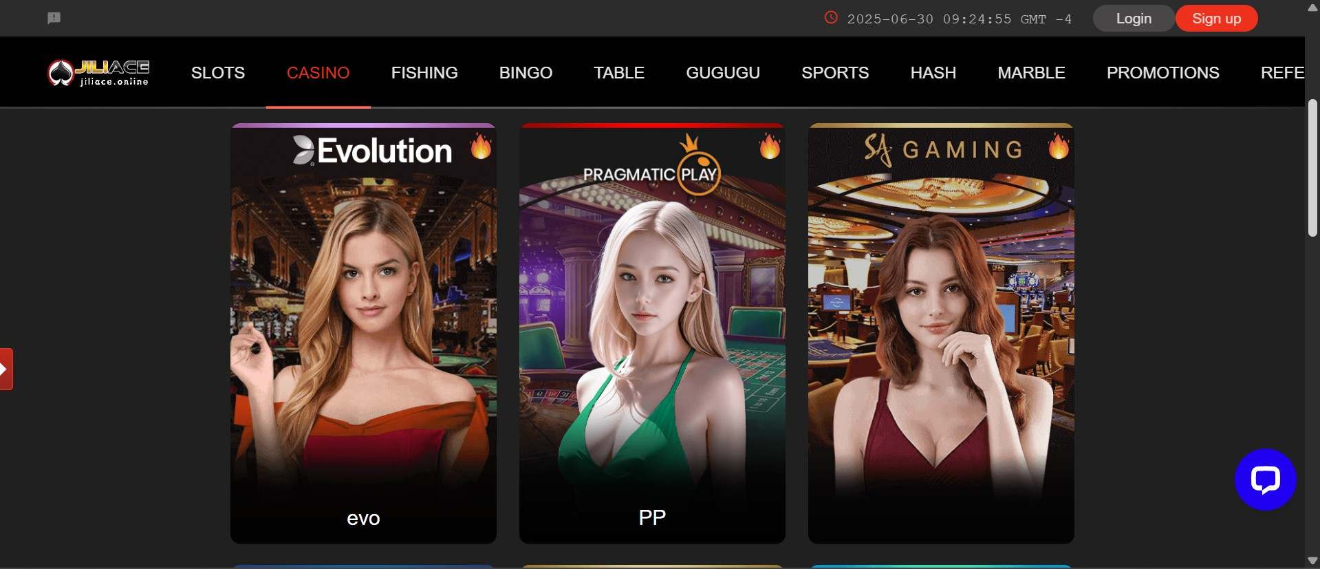 Home page of Jiliace Casino