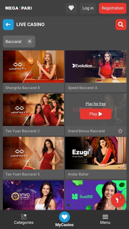 Megapari Online Baccarat Casino