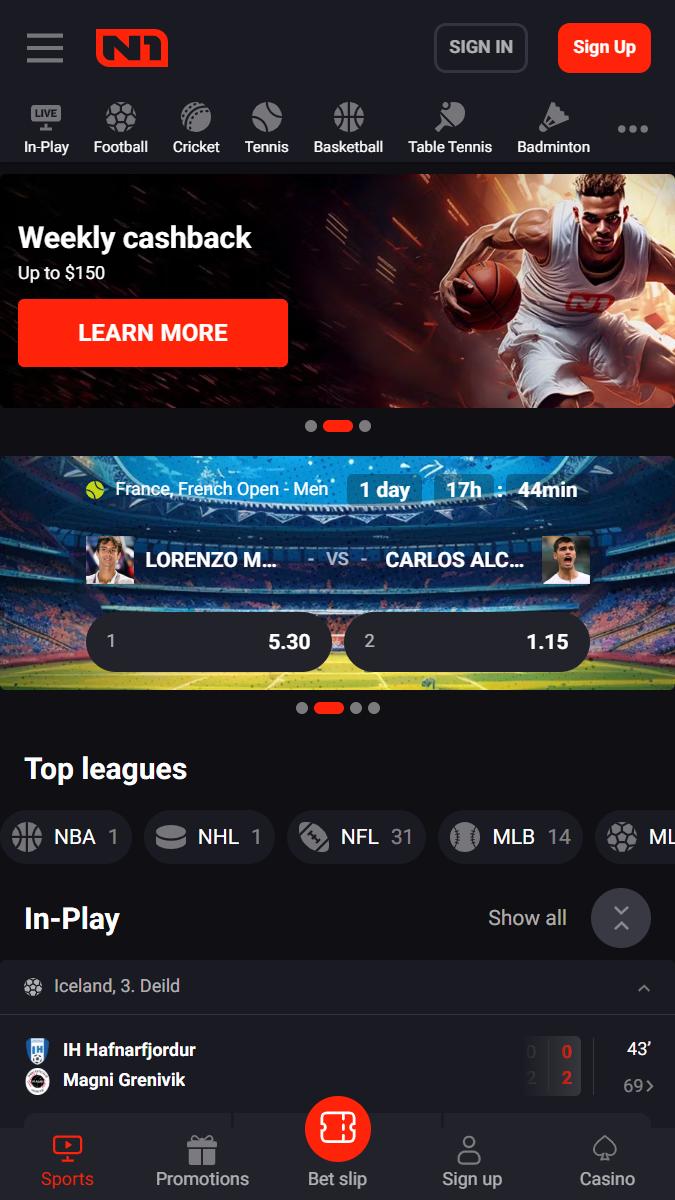 N1Bet Mob Main Fast Payout