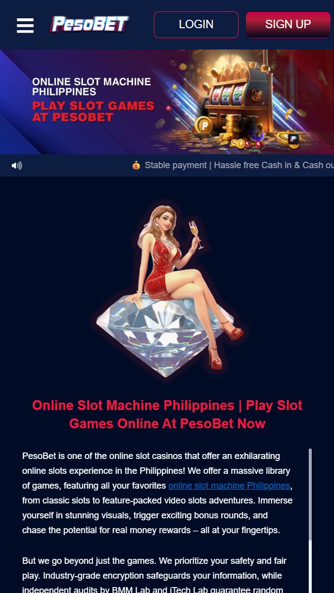 PesoBet mobile casino interface