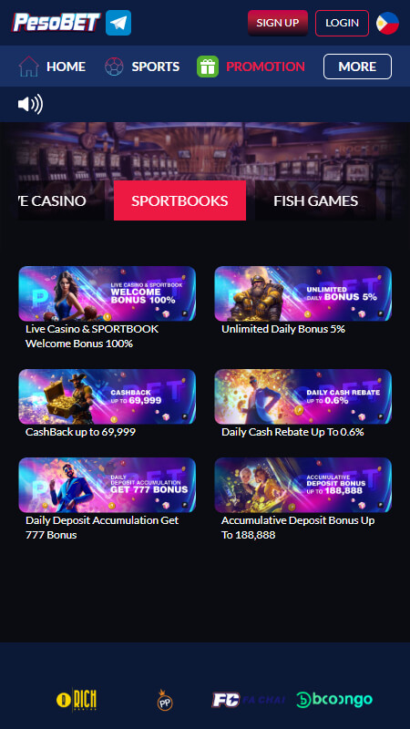 PesoBet Bookmaker Sport bonuses