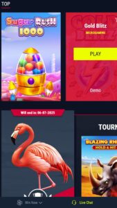 Rabona mobile casino interface