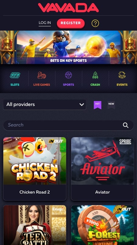 Vavada bookmaker homepage