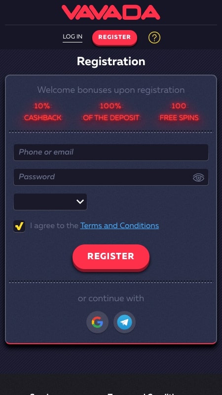Vavada sign-up process: Complete the registration