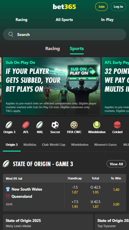 Bet365 main page