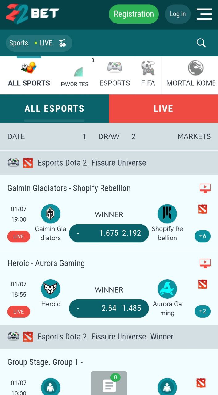 22bet live betting
