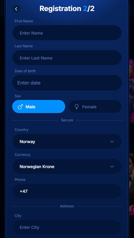 Boomerang Bet registration step 2 Norway