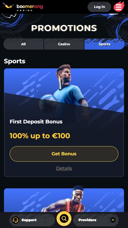 Boomerang Casino sports bonuses
