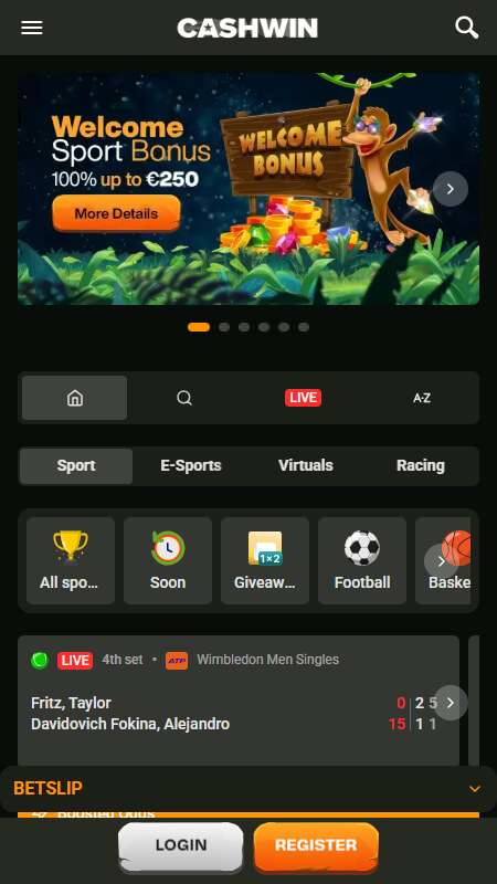 Cashwin main page