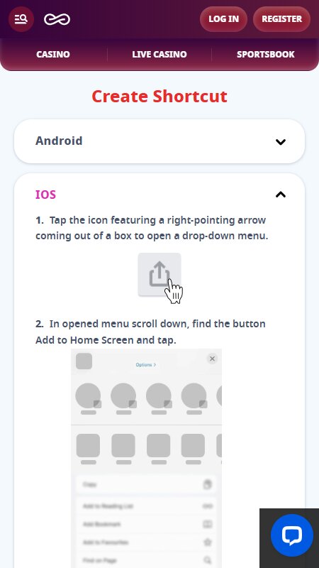 Casino Infinity applications