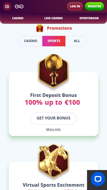 Casino Infinity Sport Betting bonuses