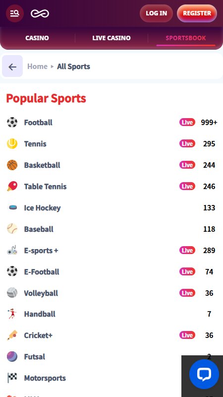 Casino Infinity Bookmaker sports betting