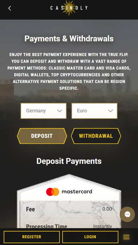 Casinoly payments page Germany