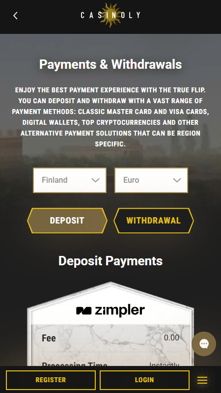 Casinoly payments page Finland