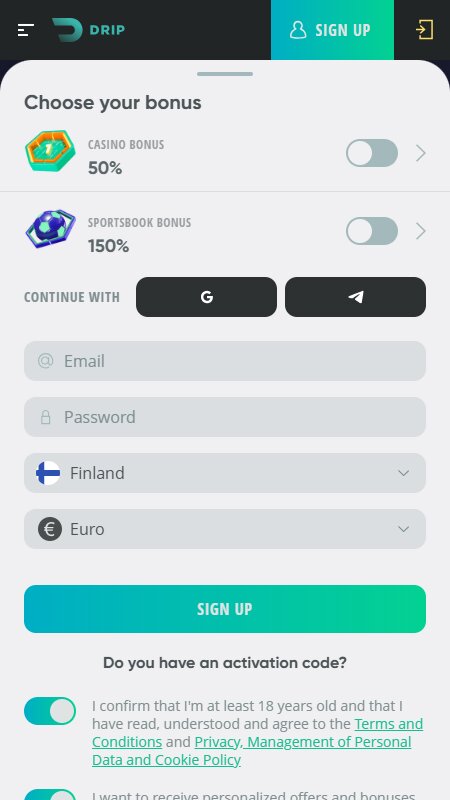 Drip Registration Finland