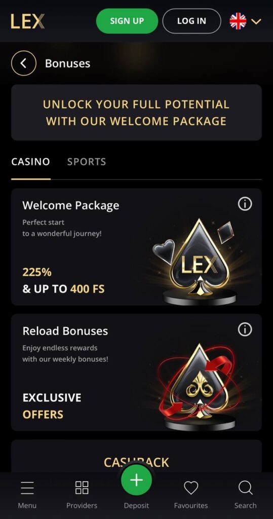 lexCasino Bonuses and Promotions
