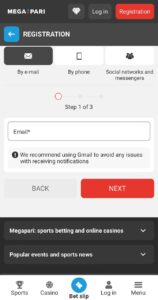 Megаpari Registration