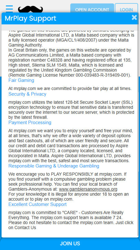 MrPlay technical support page