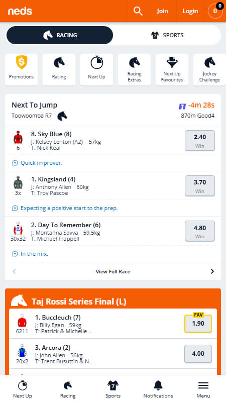 Neds Bookmaker Horce racing