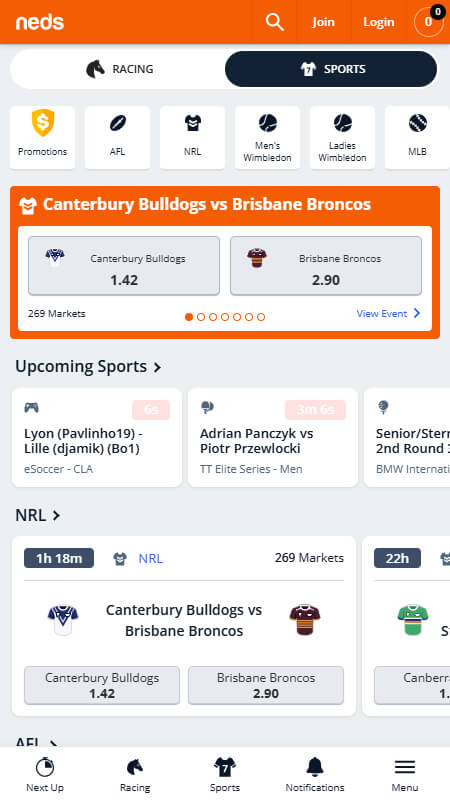 Neds Bookmaker sports betting