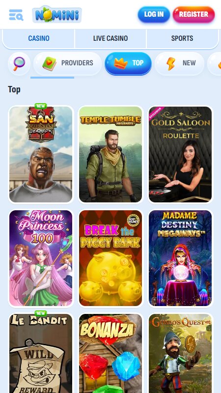 Nomini top casino games