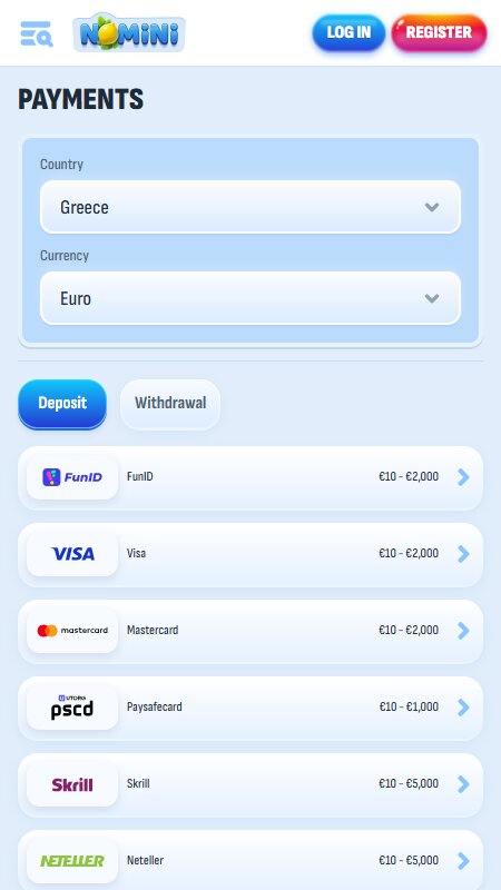 Nomini payments page Greece