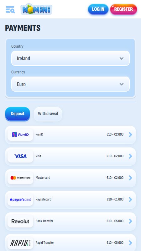 Nomini payments page Ireland