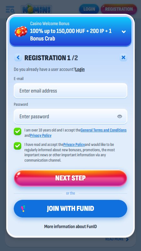 Nomini registration step 1 Hungary